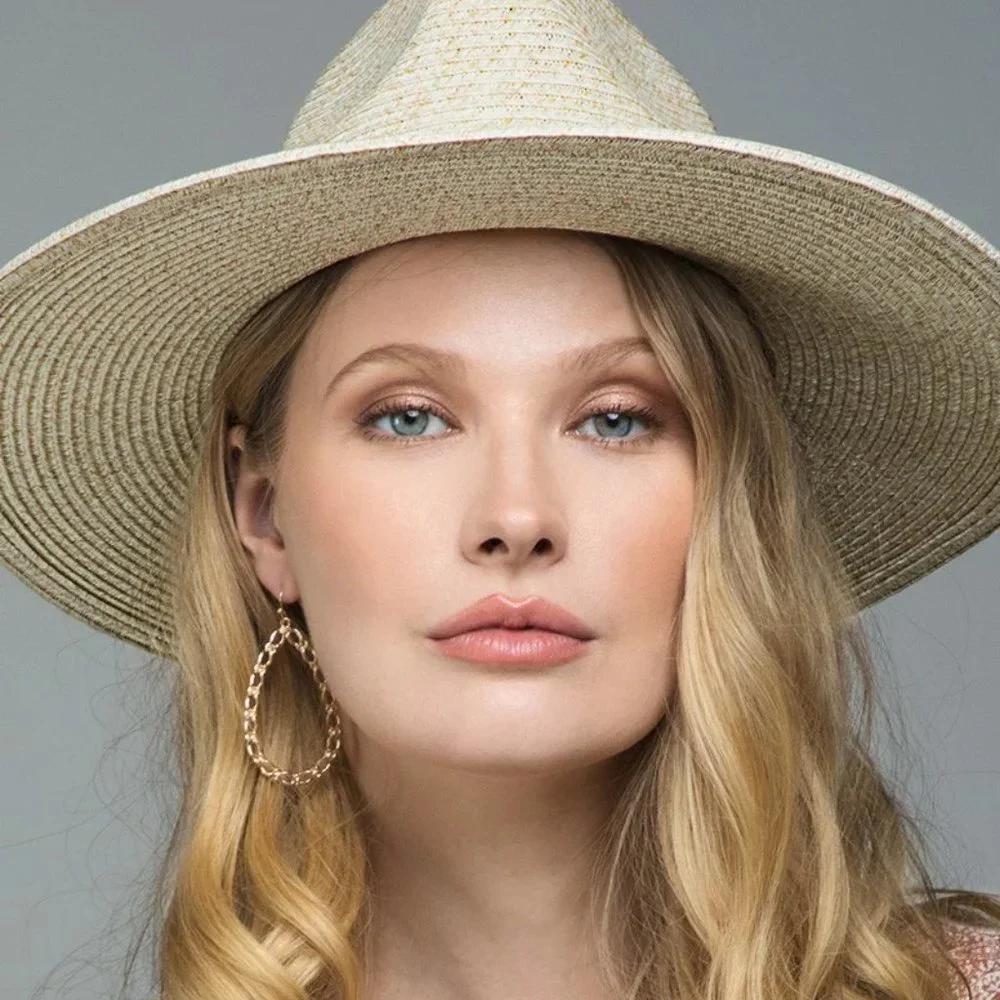 Ivory Duo Tone Panama Hat Wood Bead Bow Accent - Picture 3 of 6